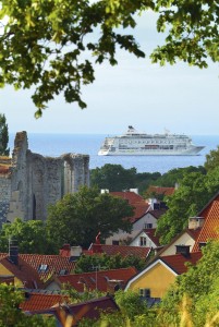 Fartyget utanför Visby. Foto: Birka Cruises.